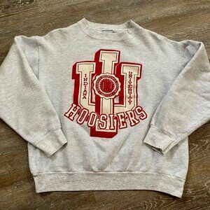 Indiana Hoosiers Gray Crewneck Sweatshirt with Red Logo